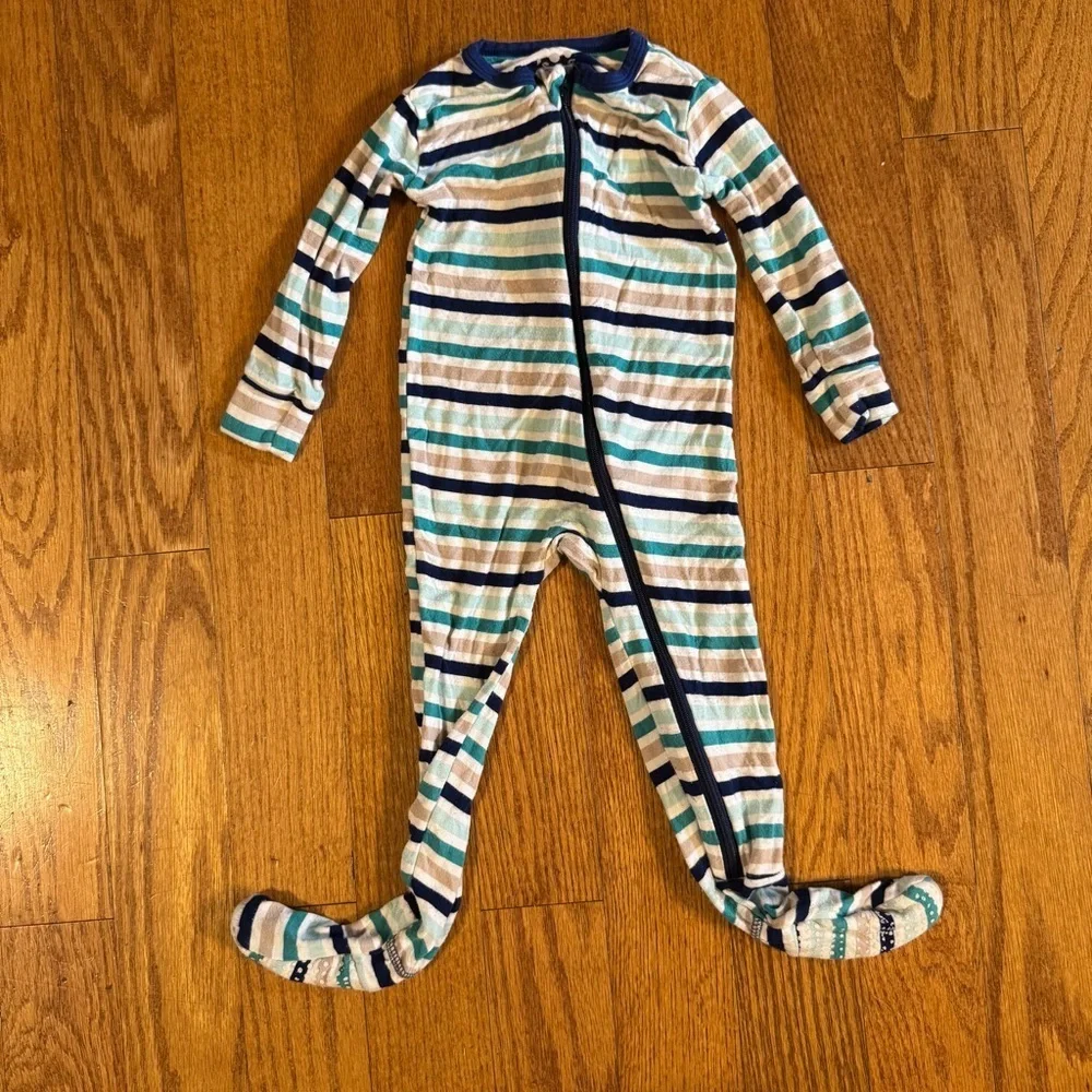 KicKee Blue Striped Kids Footie Size 6-9M